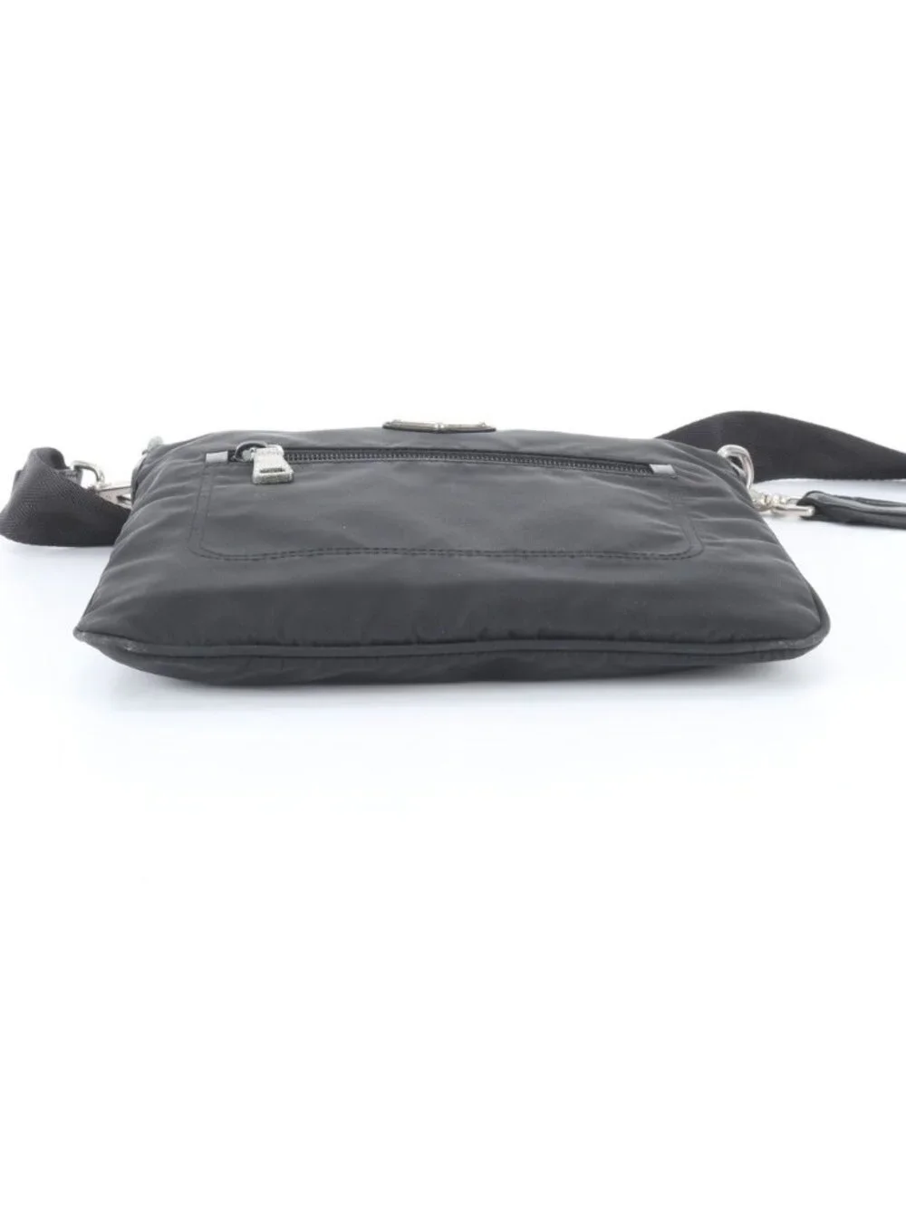 Prada White Tag Tessuto Nylon Triangle Logo Leather Shoulder Bag Crossbody